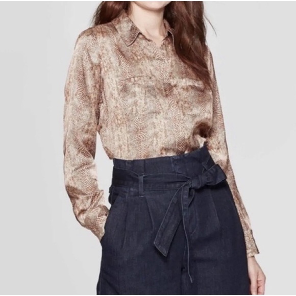 A New Day Snake Print Long Sleeve Blouse - Picture 3 of 14